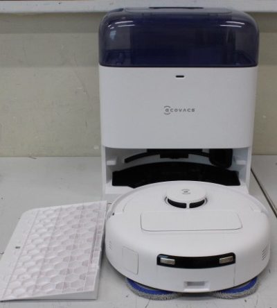 Ecovacs DEEBOT mini Vacuum cleaner, Robot, Wet&Dry, ZeroTangle Technology, Agile Navigation, White/Blue + Auto-empty station, Ecovacs Robotic Vacuum Cleaner, DEEBOT mini BLUE, Wet&Dry, Li-ion, 3200 mAh, Dust capacity 1.8 L, 8000 Pa, White/Blue, DAMAGED PACKAGING, ITEM USED, SCRATCHED AND DIRTY