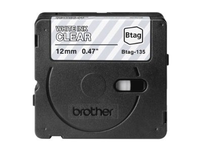 Brother BTAG-135, White on Clear, Btag