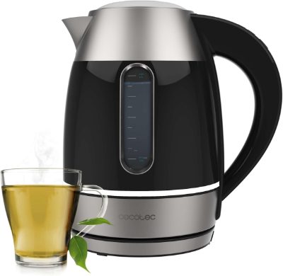 Cecotec Kettle, Thermosense 400 VisionLight, Electric, 2200 W, 1.7 L, Stainless steel, 360° rotational base, Black/Stainless steel