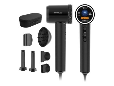 Cecotec Hair Dryer, DryGlam Waves i-Sensor Pro, 1600 W, Number of temperature settings 4, Ionic function, Black, Diffuser nozzle