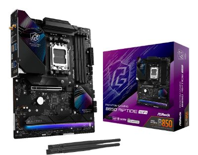Mainboard, ASROCK, AMD B850, SAM5, ATX, Memory DDR5, Memory slots 4, 1xPCI-Express 4.0 16x, 1xPCI-Express 5.0 16x, 1xM.2, 1xHDMI, 1xAudio-In, 1xAudio-Out, 8xUSB 2.0, 9xUSB 3.2, 3xUSB-C, 1xOptical S/PDIF, 1xRJ45, B850RIPTIDEWIFI