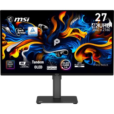 Monitor, MSI, 26.5 ", 3840 x 2160 pixels, UltraWide Full HD, Native aspect ratio 16:9, QD-OLED, Flat, PROMAX271UPX12G