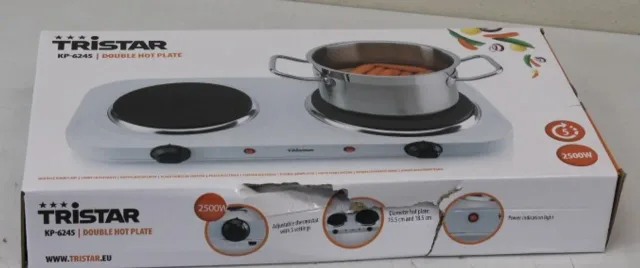 SALE OUT. Tristar KP-6245 Hot plate, 2 thermostats, 2 burners, 5 adjustable settings, Heat resisting housing, 1500W&1100W, White | Tristar | Free standing table hob | KP-6245 | Hob type Electric | White | DAMAGED PACKAGING, DENT CORPUS