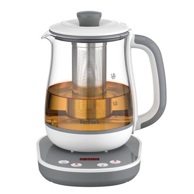 TEFAL BJ551B10, Tea Kettle, 1400 W, 1.5 L, Glass, 360° rotational base, White/Grey