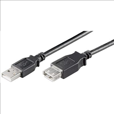 USB 2.0 Hi-Speed extension cable, USB-A to USB-A USB 2.0 male (type A), USB 2.0 female (type A)