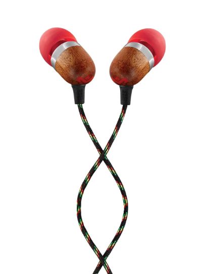 Earbuds, Smile Jamaica, Wired, In-ear, Microphone, Red