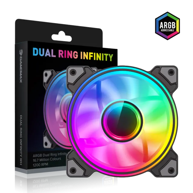 Gamemax Case Fan | DUAL RING INFINITY BK | Black