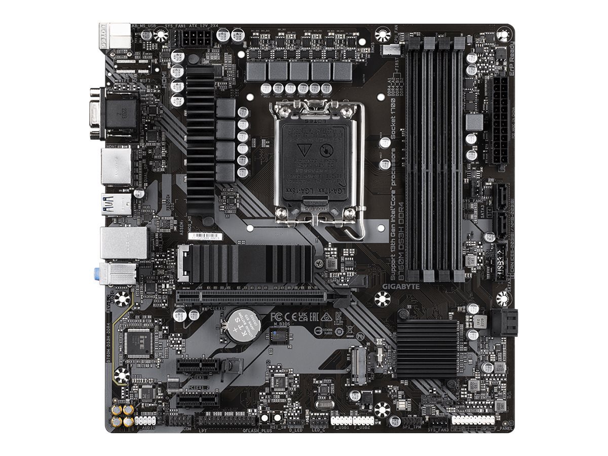 Gigabyte B760M D3HP DDR4, Processor family Intel, Processor socket LGA1700, DDR4, Supported hard disk drive interfaces M.2, SATA, Number of SATA connectors 4