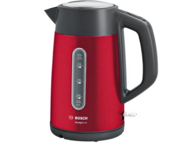Kettle, DesignLine TWK4P434, Electric, 2400 W, 1.7 L, Stainless steel, 360° rotational base, Red/Black