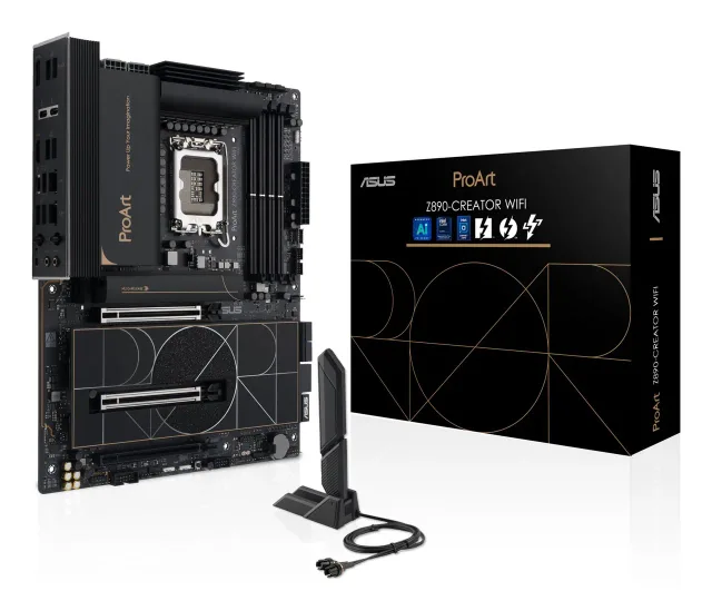 Mainboard|ASUS|Intel Z890|LGA1851|ATX|Memory DDR5|Memory slots 4|1xPCI-Express 4.0 16x|2xPCI-Express 5.0 16x|5xM.2|1xHDMI|1xDisplayPort|1xAudio-In|1xAudio-Out|1xUSB 2.0|6xUSB 3.2|3xUSB-C w/Thunderbolt|1xRJ45|PROARTZ890-CREATORWIFI