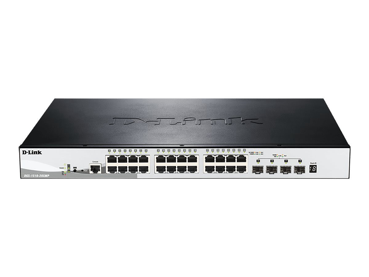 D-Link DGS-1510-28XMP/E 28-Port Gigabit Stackable POE Smart Managed Switch including 4 10G SFP+, D-Link