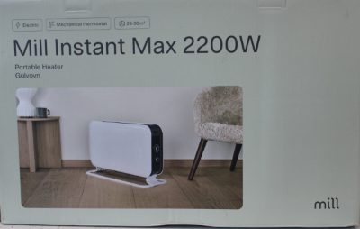Mill CO2200MECMAX 2200W Convection Heater, Mechanical thermostat, Wire heating element, White, Mill Heater, CO2200MECMAX, Convection Heater, 2200 W, Number of power levels 3, Suitable for rooms up to max 30 m², White