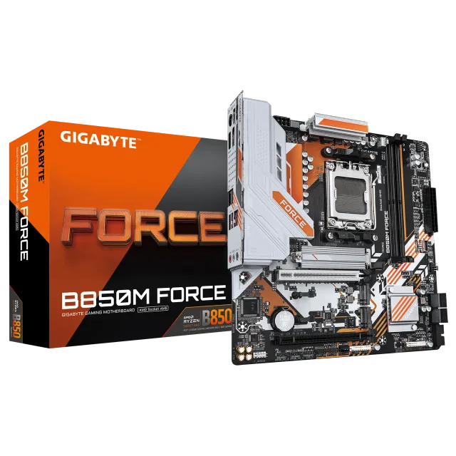 Gigabyte B850M FORCE (rev. 1.0) | Processor family AMD | Processor socket AM5 | DDR5 | Supported hard disk drive interfaces SATA, M.2 | Number of SATA connectors 4 | REFURBISHED, WITHOUT ORIGINAL PACKAGING AND ACCESSORIES, ONLY BACK PANEL INCLUDED