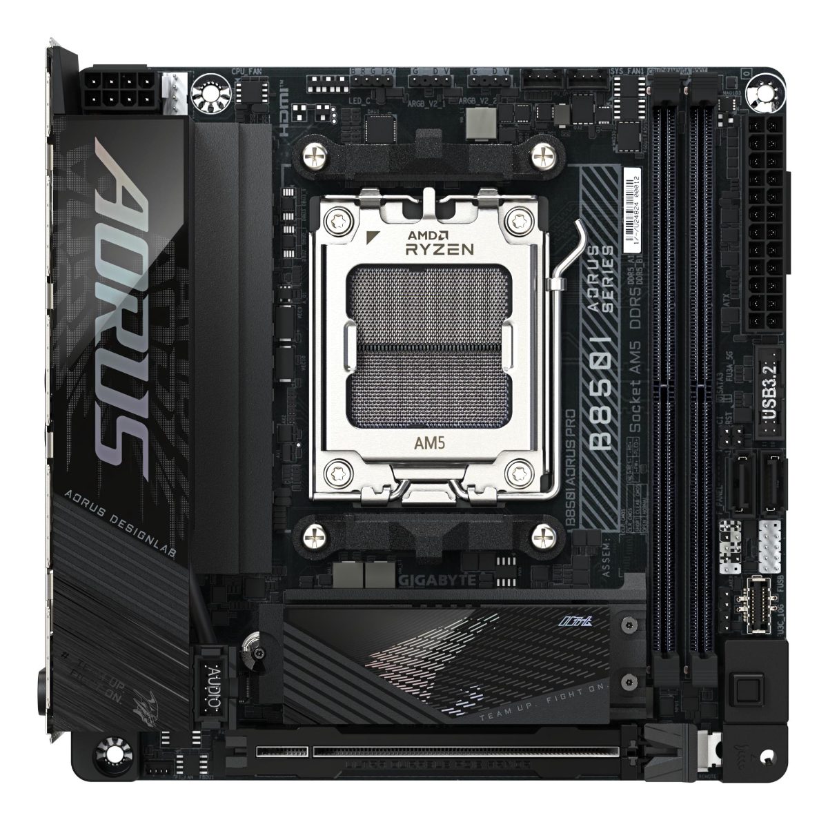 Gigabyte B850I AORUS PRO, Processor family AMD, Processor socket AM5, DDR5, Supported hard disk drive interfaces SATA, M.2, Number of SATA connectors 2