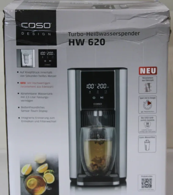 SALE OUT. Caso Turbo hot water dispenser | HW 620 | Water Dispenser | 2600 W | 2.5 L | Plastic/Stainless Steel | Black/Stainless Steel | DAMAGED PACKAGING