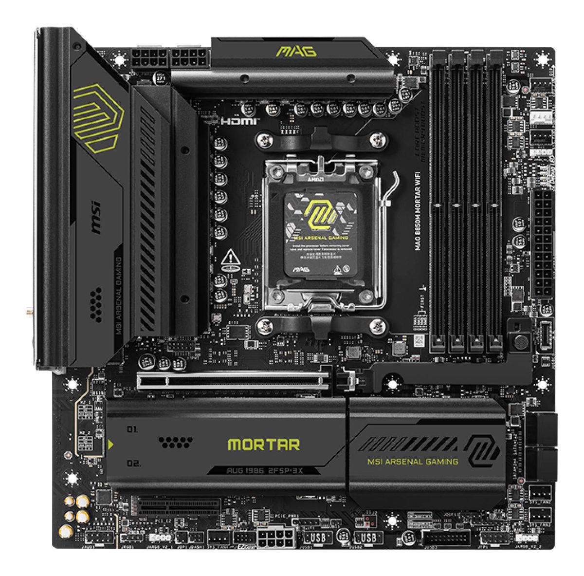 MSI MAG B850M MORTAR WIFI, Processor family AMD, Processor socket AM5, DDR5, Supported hard disk drive interfaces SATA, M.2, Number of SATA connectors 4