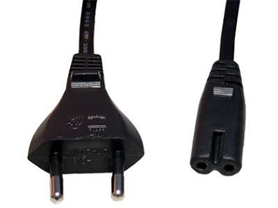 Power cord (C7), VDE approved, PC-184-075-1.8M, Black, CEE 7/16 to C7