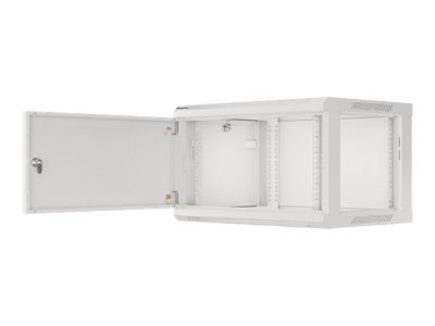 Rack cabinet 19" wall-mount 6U/600x450 for self-assembly with metal door (flat pack), WF01-6406-00S, Grey