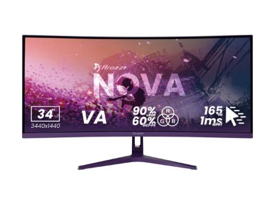 Nova, 34 ", VA, UWQHD, 21:9, 165 Hz, 1 ms, 3440 x 1440 pixels, 350 cd/m², HDMI ports quantity 2, Purple