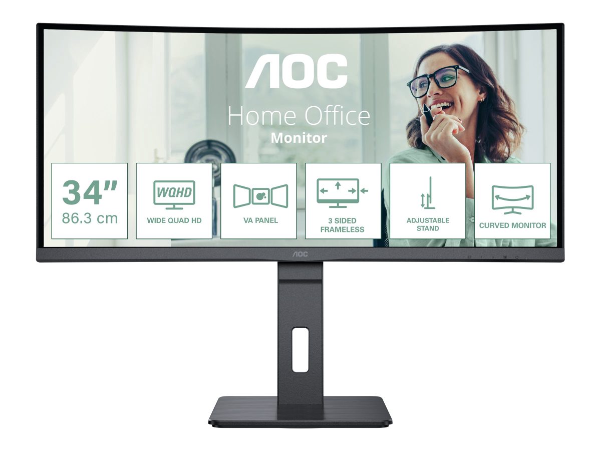 CU34P3CV, 34 ", VA, 21:9, 100 Hz, 4 ms, 3440 x 1440 pixels, HDMI ports quantity 1