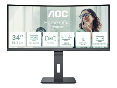 CU34P3CV, 34 ", VA, 21:9, 100 Hz, 4 ms, 3440 x 1440 pixels, HDMI ports quantity 1
