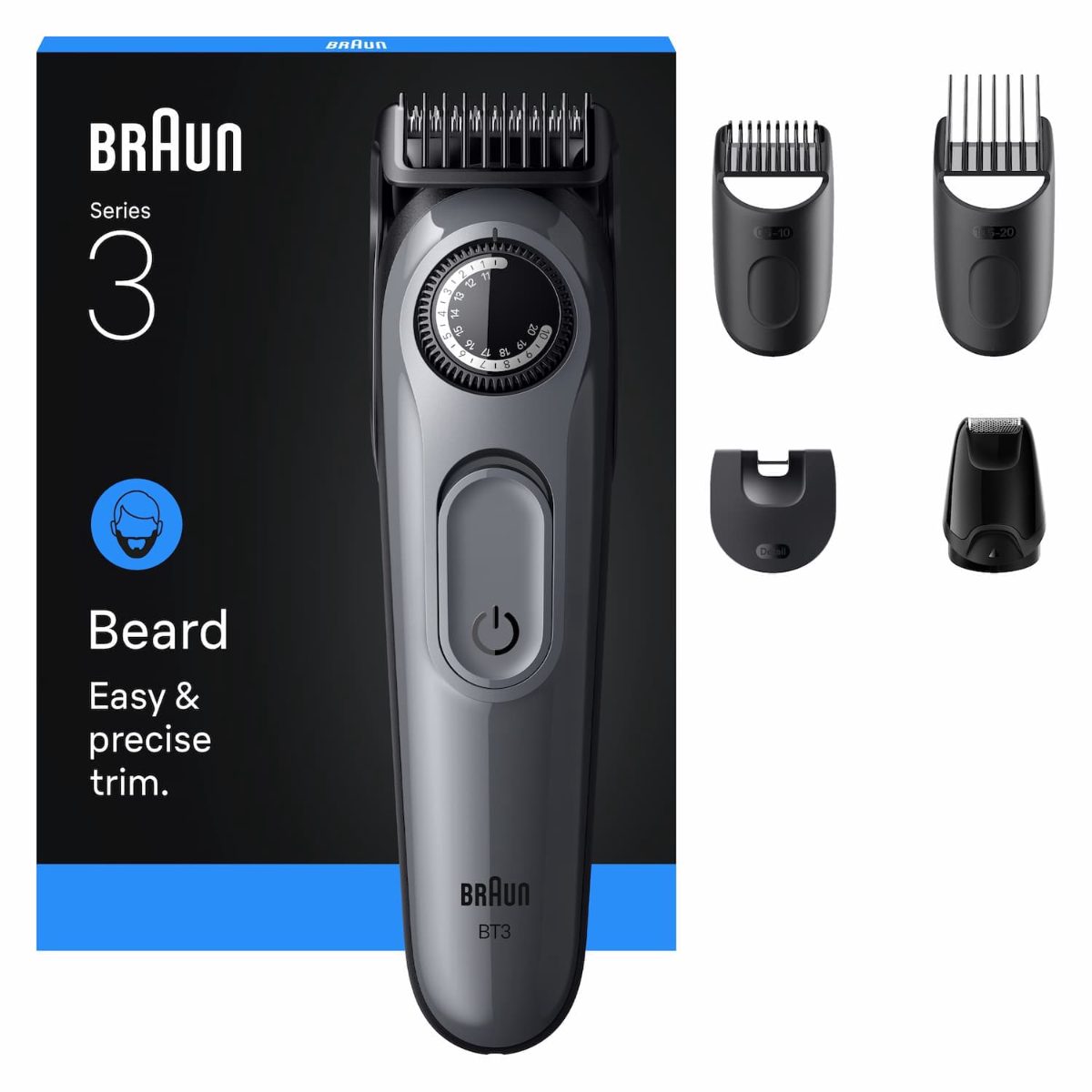 Braun Beard Trimmer, Series 3 BT3560, Cordless, Number of length steps 40