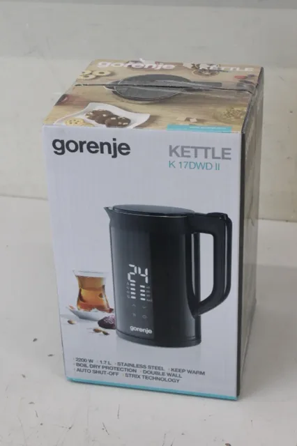 SALE OUT. | Gorenje Kettle | K17DWDII | Electric | 2200 W | 1.7 L | Stainless Steel | 360° rotational base | Black | DEMO, SCRATCHED