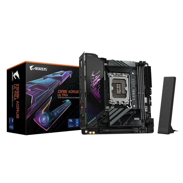 Gigabyte Z890I AORUS ULTRA | Processor family Intel | Processor socket LGA1851 | DDR5 | Supported hard disk drive interfaces M.2, SATA | Number of SATA connectors 2