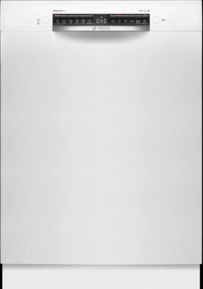 Bosch Dishwasher, SMU4HMW02S, Built-in, Width 60 cm, Number of place settings 14, Number of programs 6, Energy efficiency class D, Display, AquaStop function, White