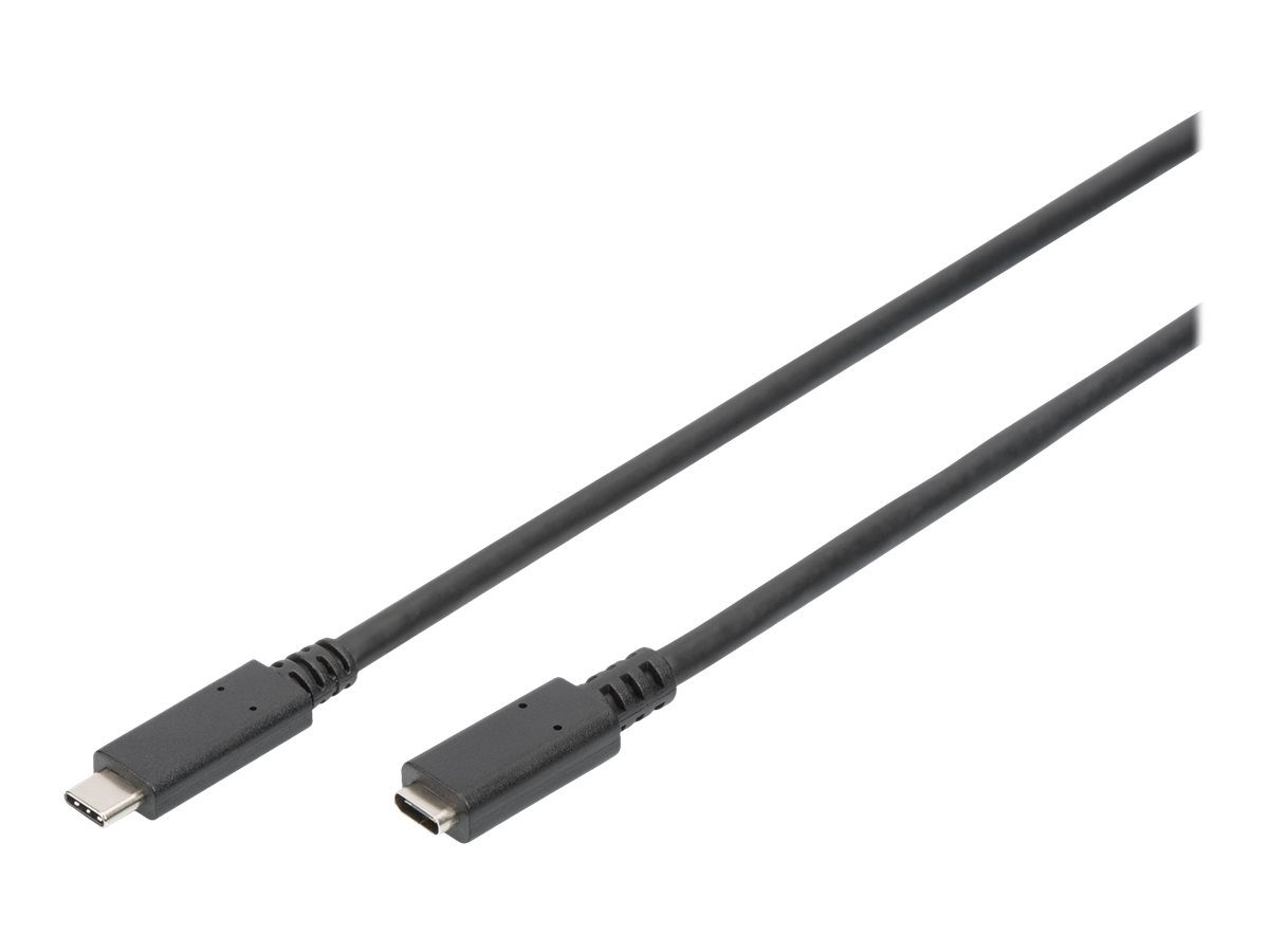 USB Type-C Extension Cable, AK-300210-020-S, USB-C to USB-C USB Female 2.0 (Type C), USB Male 2.0 (Type C)
