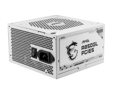 Power Supply, MSI, 850 Watts, Efficiency 80 PLUS GOLD, PFC Active, MAGA850GLPCIE5WHITE