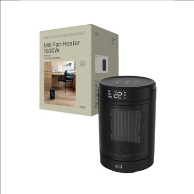 Mill FH1500BLACK, Ceramic fan heater, 1500 W, Suitable for rooms up to 22 m², Black