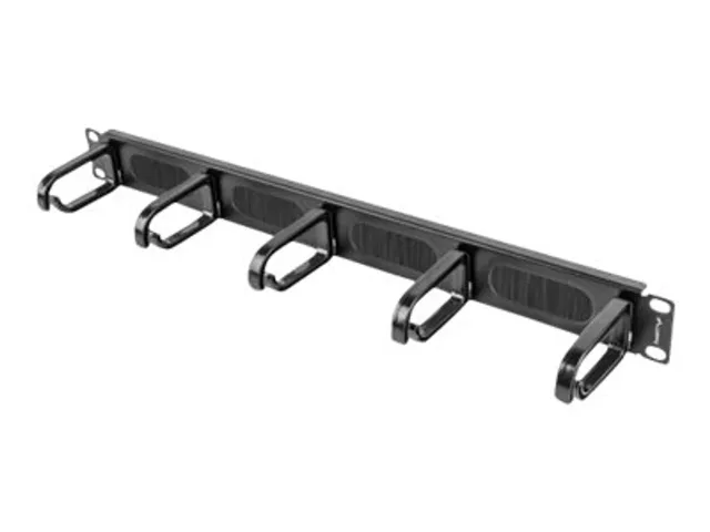 Lanberg 19" cable management brush panel 5 rings type B 1U | AK-1203-B | Black