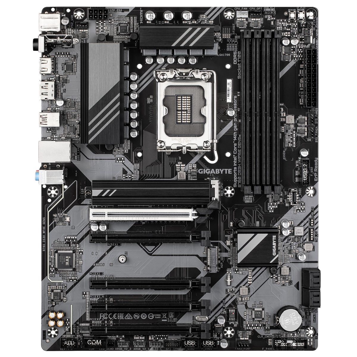 Gigabyte B760 DS3H WF6E GEN5, Processor family Intel, Processor socket LGA1700, DDR5, Supported hard disk drive interfaces M.2, SATA, Number of SATA connectors 4