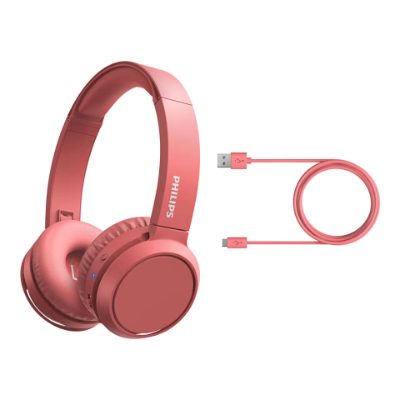 PHILIPS austiņas On-Ear ar Bluetooth, sarkanas
