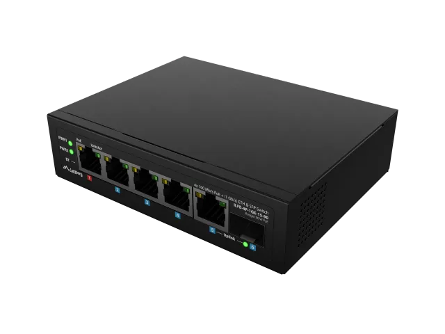 Lanberg Switch PoE 1xBT 3xAT SFP/ETH Din Unmanagment Fast Ethernet | ILFE-4P-1GE-1S-90