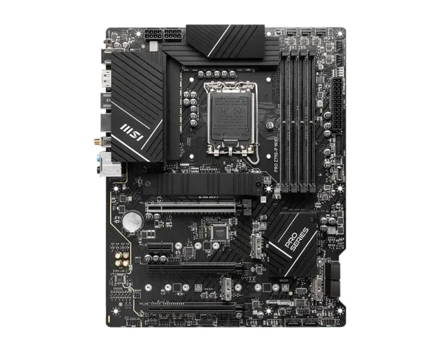 MSI | PRO Z790-P WIFI | Processor family Intel | Processor socket LGA1700 | DDR5 DIMM | Memory slots 4 | Supported hard disk drive interfaces SATA, M.2 | Number of SATA connectors 6 | Chipset Intel Z790 | ATX