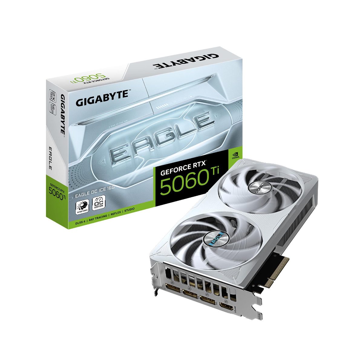 Gigabyte GeForce RTX 5060 Ti EAGLE OC ICE 16G, NVIDIA, 16 GB, GeForce RTX 5060 Ti, GDDR7, HDMI ports quantity 1, PCI-E 5.0