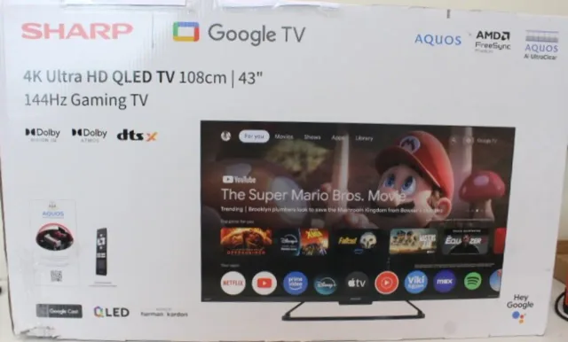 SALE OUT. Sharp | 43GR8265E | 43" | Smart TV | Google TV | 4K Ultra HD | DAMAGED PACKAGING