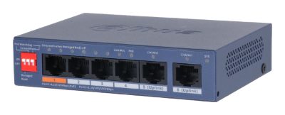 Switch, DAHUA, DH-CS4006-4ET2GT-60, Switch layer L2, 2xRJ-45 ports, RJ-45 Ports Type Fast Ethernet (10/100), 4xGigabit Ethernet (copper) ports quantity, Power over Ethernet (PoE) Yes, 4xPower over Ethernet (PoE) ports quantity, Total Power over Ethernet (PoE) budget 60 W, CS4006-4ET2GT-60