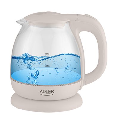 Kettle, AD 1283C, Electric, 900 W, 1 L, Glass, 360° rotational base, Cream