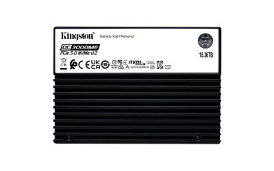 SSD, KINGSTON, 15360 GB, PCI Express 5.0, NVMe Yes, Write speed 9700 MB/s, Read speed 14000 MB/s, U.2, 28032xTBW rating, MTBF 2000000 h, SEDC3000ME/15T3