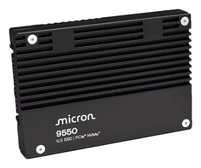SSD, MICRON, SSD series 9550 MAX, 12.8TB, NVMe, NAND flash technology 3D TLC, Write speed 10000 MBytes/sec, Read speed 14000 MBytes/sec, Form Factor U.2, TBW 70080 TB, MTFDLAL12T8THB-1BK1DABYYR