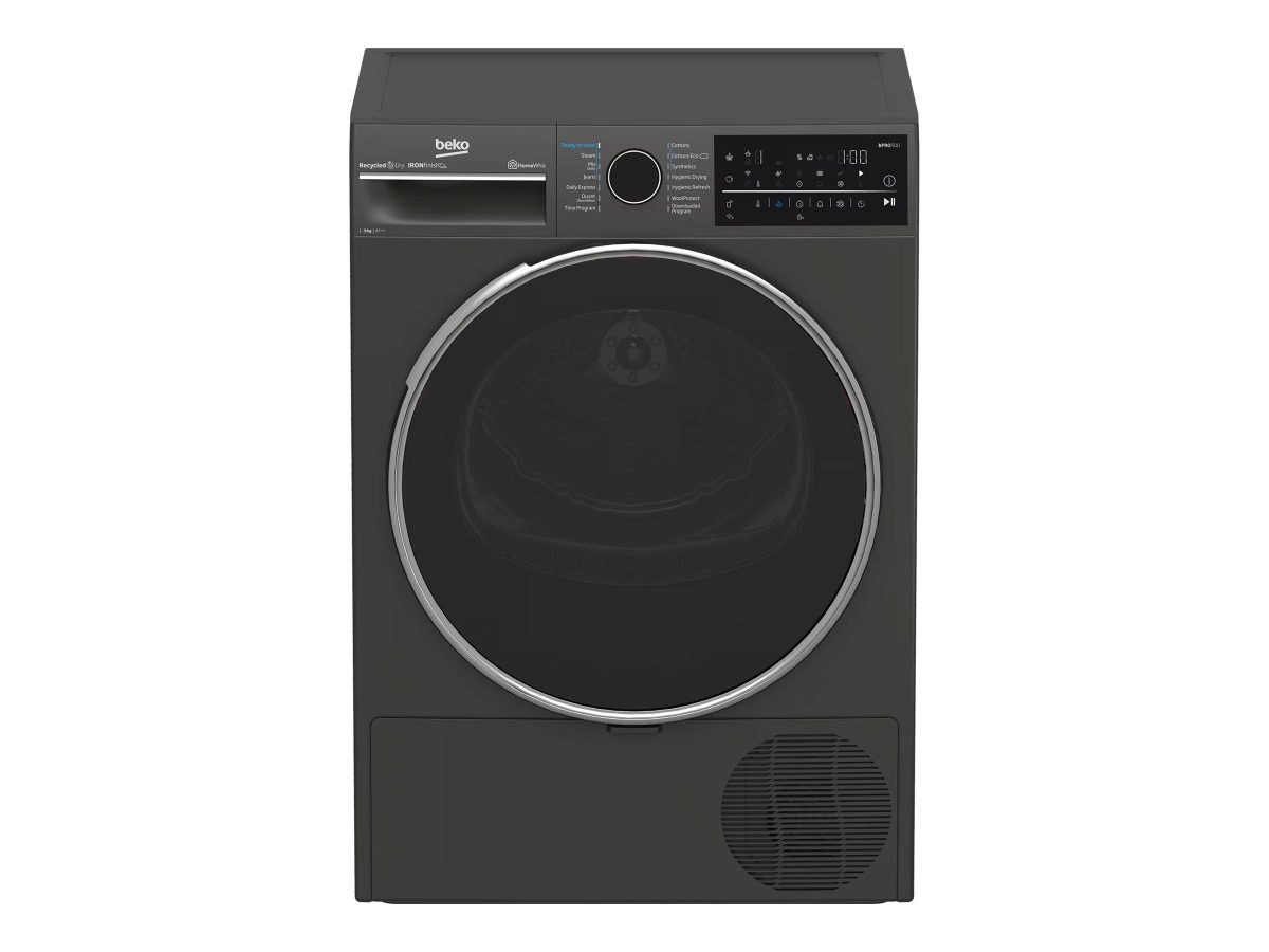 BEKO Dryer Machine, B5T89243M, Energy efficiency class C, Front loading, 9 kg, Heat pump, Digital, Depth 67 cm, Steam function, Black