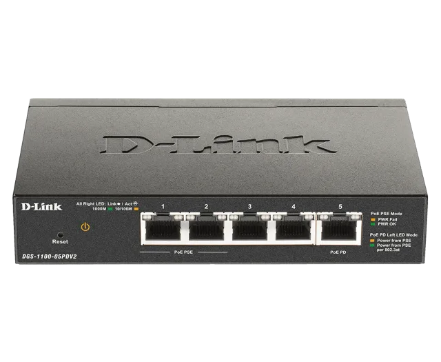 D-Link | 5-Port Gigabit PoE Smart Managed Switch and PoE Extender | DGS-1100-05PDV2 | Web managed | Desktop | Power supply type External
