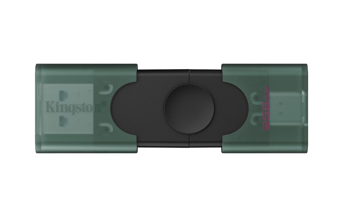Kingston USB Flash Drive, DataTraveler Duo, 256 GB, USB Type-C/Type-A, Black/Green