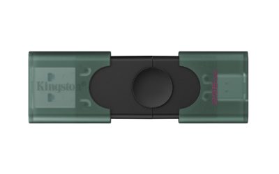 Kingston USB Flash Drive, DataTraveler Duo, 256 GB, USB Type-C/Type-A, Black/Green