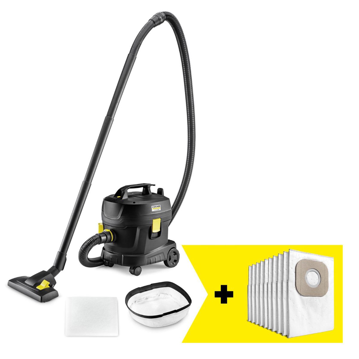 Vacuum Cleaner, KARCHER, Input power 850 W, Dust capacity 11 L, Drum vacuum, Cleaning type Dry, Dust container Dust bag, Colour Black, 1.527-222.0
