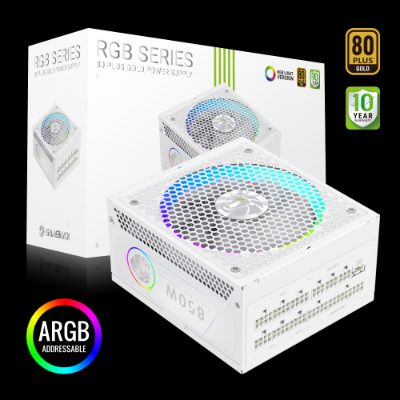 Gamemax PSU, RGB 850G WH, 850 W, Gold, White, Full Modular