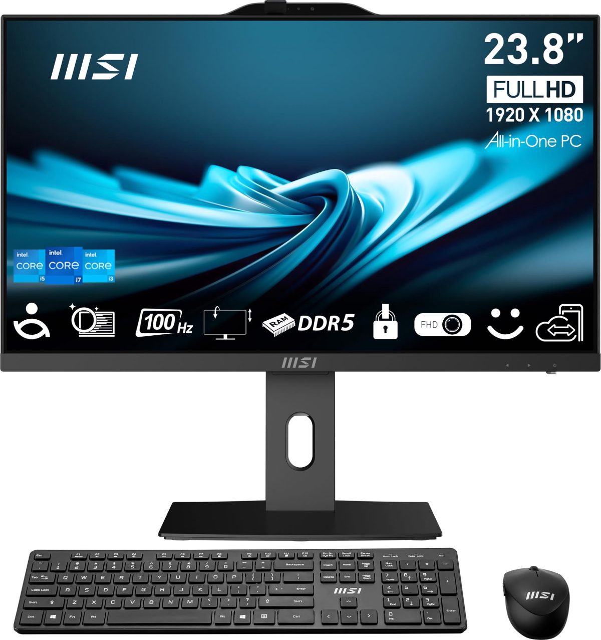 Monoblock PC, MSI, CPU Intel, Intel® CoreT i5, i5-14400, RAM 16 GB, DDR5-SDRAM, Screen 23.8 ", 1920 x 1080 pixels, Storage 512 GB, SSDs 516 GB, Not available, On-board graphics Yes, Intel UHD Graphics 730, Black, PROAP242P14M-649XEU